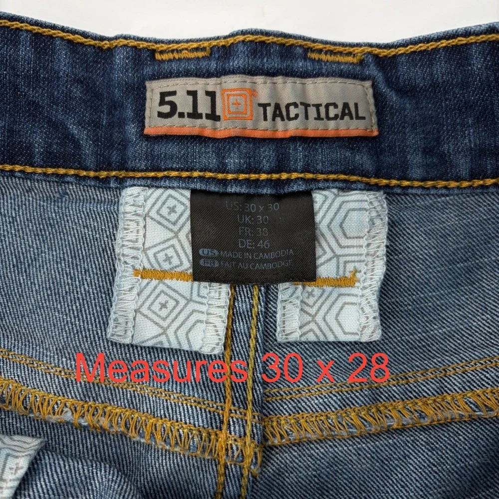 5.11 Tactical Defender-Flex Jean Regular Fit Stretch Dark Wash EDC Utility 30x28